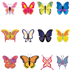 Obraz na płótnie Canvas Set of colorful vector butterflies