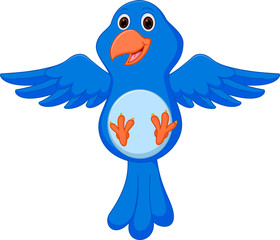 Blue bird cartoon flying