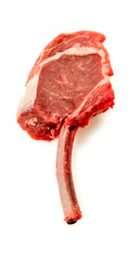 Aerial top view of tasty lamb chop rack