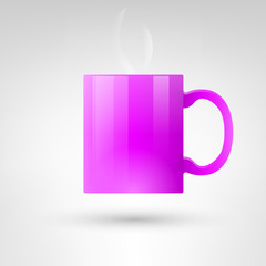 Hot violet cup with handle isolated on white vector illustration