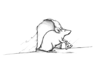 Maus guckt aus ihrem Mäuseloch