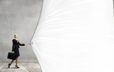 Woman with banner