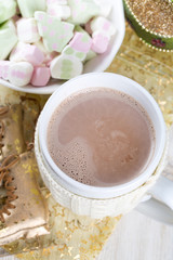 festive hot chocolate and marshmallows