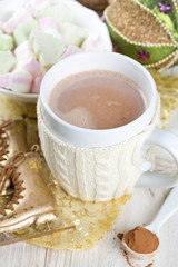festive hot chocolate and marshmallows