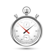 Silver Stopwatch Graphic Hovering on White