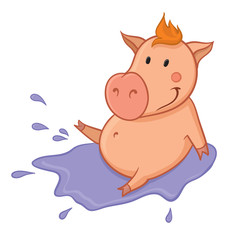 Obraz na płótnie Canvas Pig in puddle
