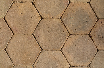 Closeup of honeycomb pattern tiles