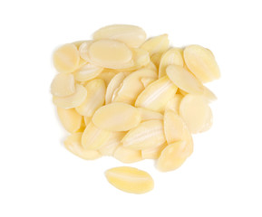 sliced almond isolated on white