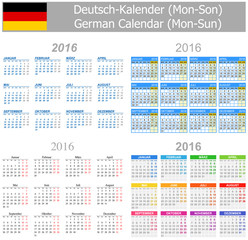2016 German Mix Calendar Mon-Sun