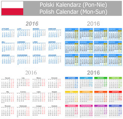 2016 Polish Mix Calendar Mon-Sun