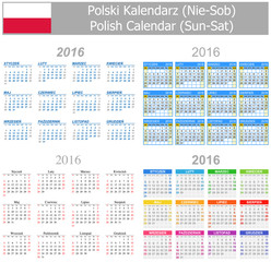 2016 Polish Mix Calendar Sun-Sat