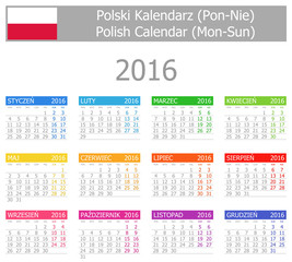2016 Polish Type-1 Calendar Mon-Sun