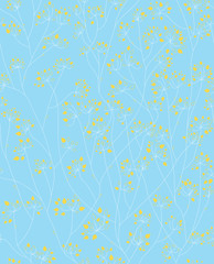 Vector seamless floral pattern, blue and yellow colors.