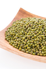 Green mung beans isolated on white background