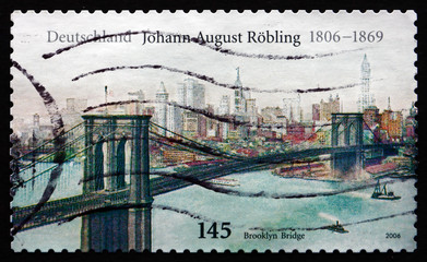 Fototapeta premium Znaczek pocztowy Niemcy 2006 Most Brookliński, John Augustus Roe
