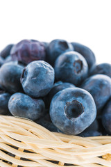 Blueberry basket isolated on white