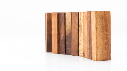 Blocks of wood isolated on white background.