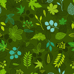 Pattern with stylized green leaves.