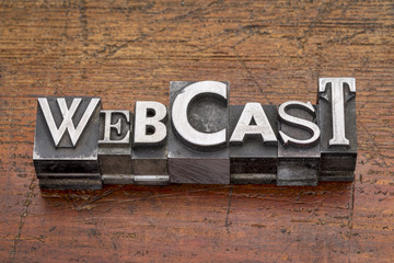 webcast word in metal type