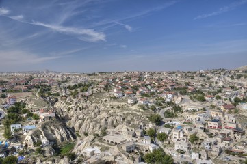 Fototapeta na wymiar Panorama of Cappadocia from Ortahisar castle