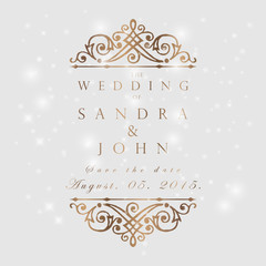 Wedding card or invitation with abstract floral background. Gree