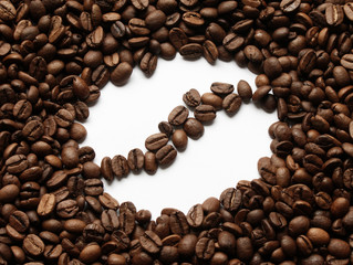 Coffee bean symbol in coffee beans