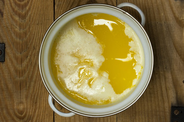 Clarified butter in pot