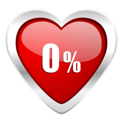0 percent valentine icon sale sign