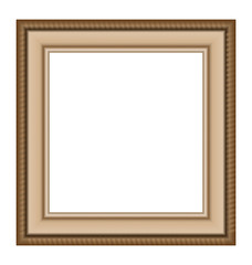 Single wooden frame isolated on white background