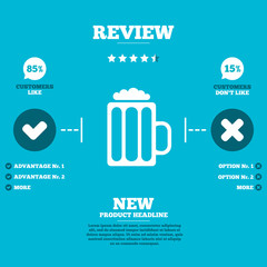 Glass of beer sign icon. Alcohol drink symbol.