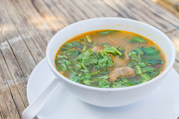 Hot and spicy pork rib hot pot with tamarind and Thai herbs