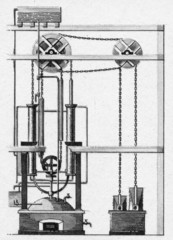 Polzunov's two-cylinder steam engine