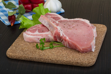 Raw t-bone steak