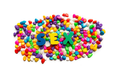 SEX word in colorful stone