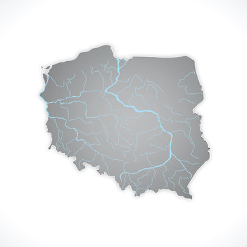 Map of Poland 3D, polish rivers