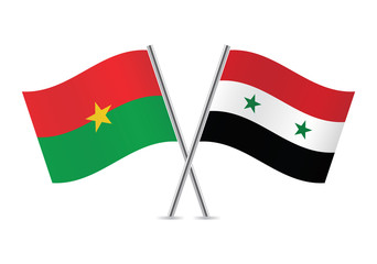 Burkina Faso and Syrian flags. Vector illustration.