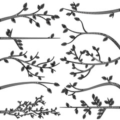 Doodle Style Tree Branch Silhouette Vectors