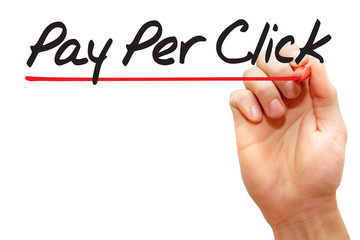 Hand writing Pay Per Click with red marker, business concept
