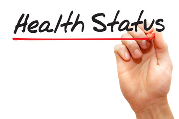 Hand writing Health Status with red marker, business concept