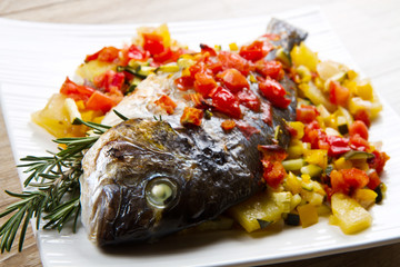 orata al forno con verdure