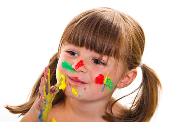 beautiful little girl with painted face