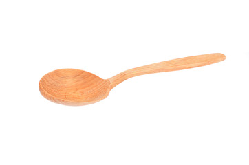 Rustic wooden spoon, isolated on white background