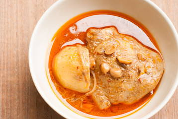 Muslim style chicken and potato curry or chicken mussaman