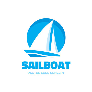 Sailboat - vector logo concept illustration. Ship sign.
