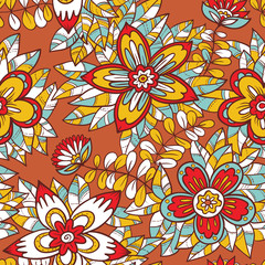 flowers and leaves seamless