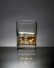 Glass with whiskey and ice