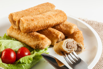 Croquettes with meat and beetroot soup