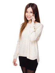 Fototapeta premium Woman talk to cellphone