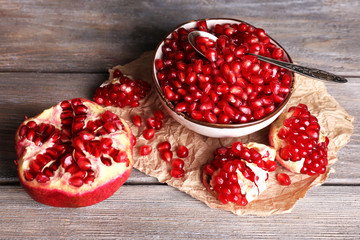 Beautiful composition with juicy  pomegranate seeds,