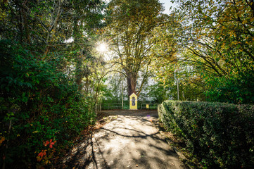 Small chapel at the end of a road